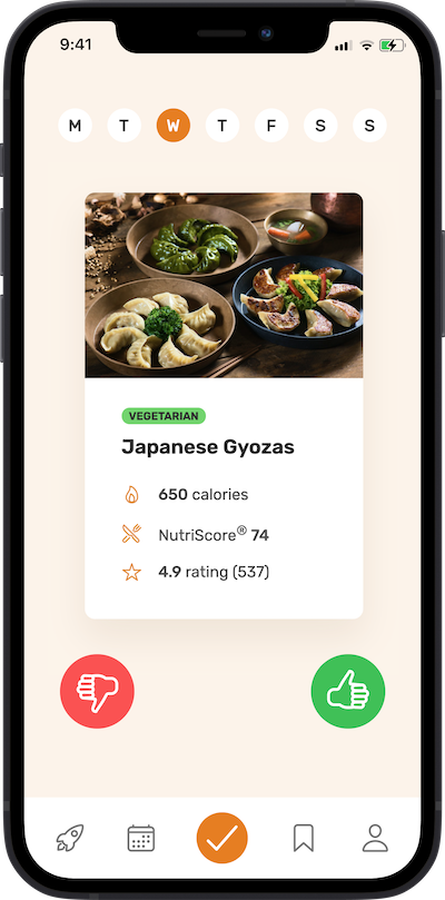 screen of mobile for chossing recipes